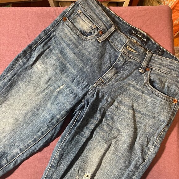 Lucky Brand Stella Skinny Distressed Blue Jeans - Size 2/24 - Picture 2 of 9